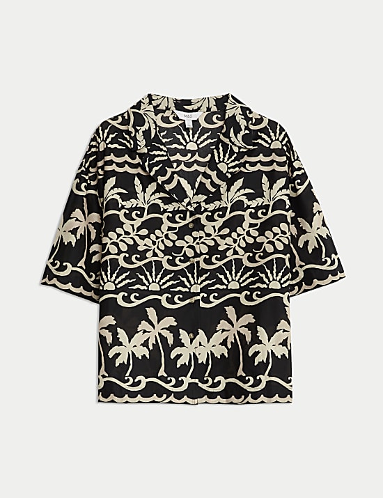 Pure Cotton Printed Collared Beach Shirt