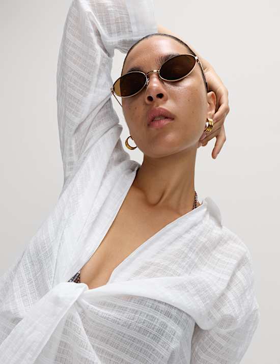 Chemise de plage coupe décontractée 100 % coton à nœud sur le devant