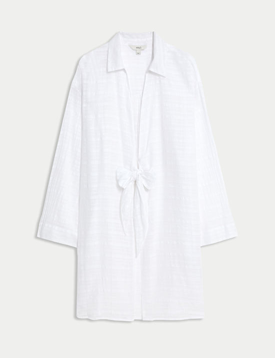 Chemise de plage coupe décontractée 100 % coton à nœud sur le devant