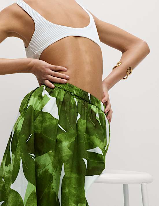 Pure Cotton Printed Midaxi Beach Skirt