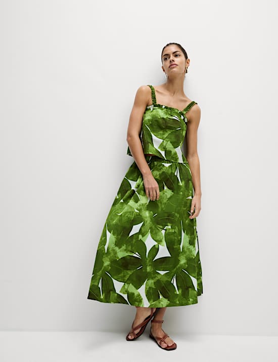 Pure Cotton Printed Midaxi Beach Skirt