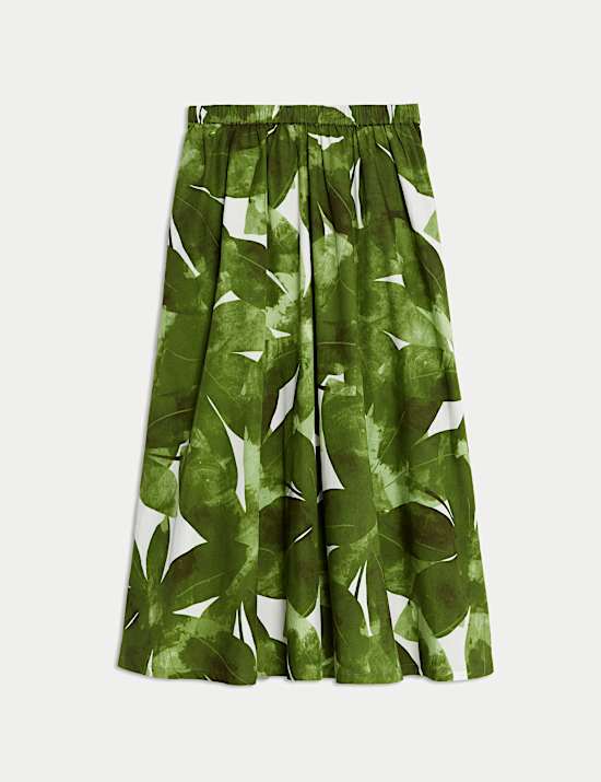 Pure Cotton Printed Midaxi Beach Skirt