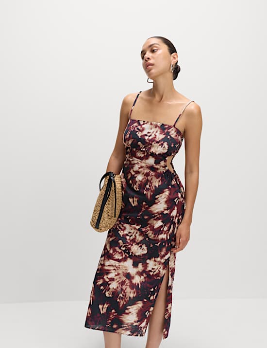 Pure Cotton Printed Cut Out Maxi Beach Dress