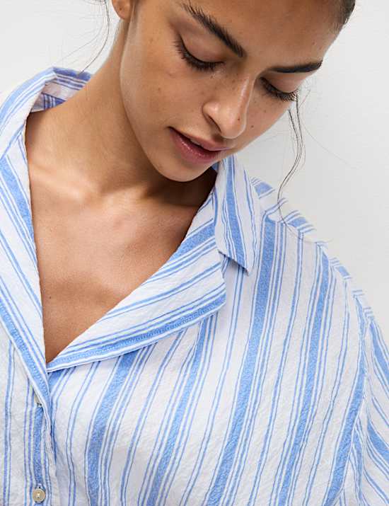 Cotton Rich Striped Beach Shirt