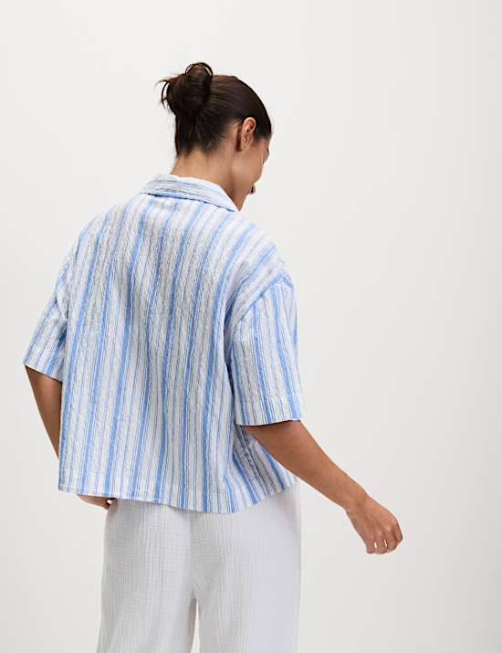 Cotton Rich Striped Beach Shirt