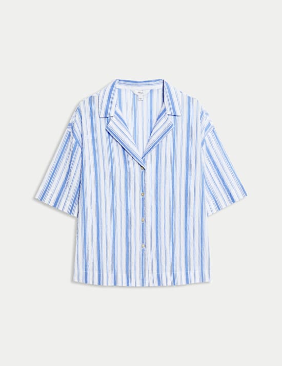 Cotton Rich Striped Beach Shirt