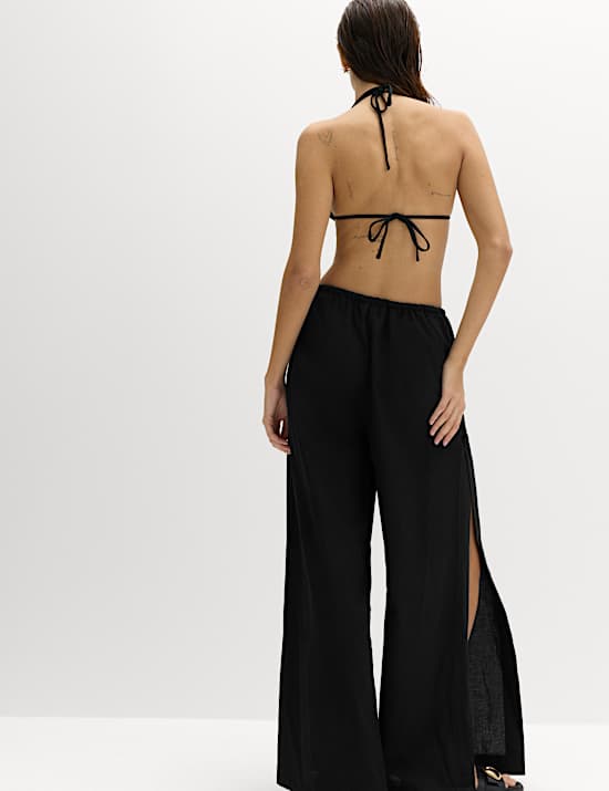 Cotton Rich Beaded Drawstring Beach Trousers