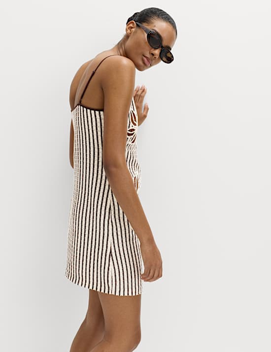Cotton Rich Crochet Look Mini Beach Dress