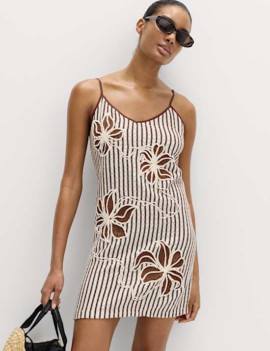 Cotton Rich Crochet Look Mini Beach Dress