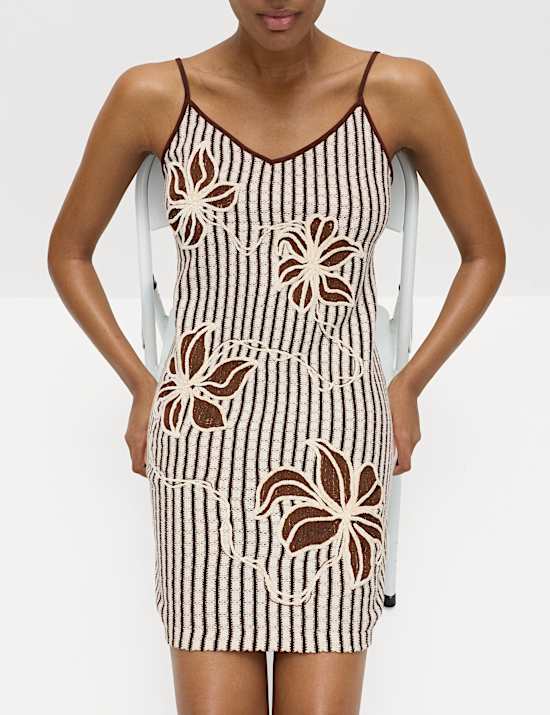 Cotton Rich Crochet Look Mini Beach Dress