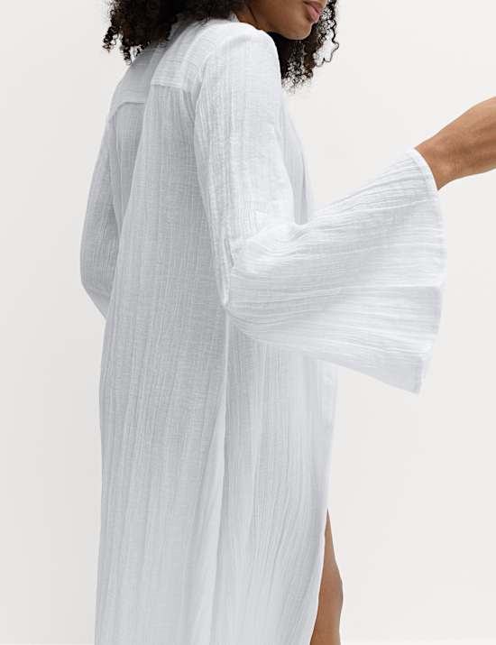 Cotton Rich Midi Shirt Dress with Linen