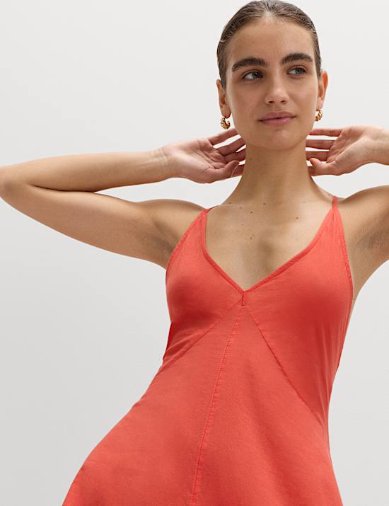 Pure Cotton Strappy V-Neck Maxi Beach Dress