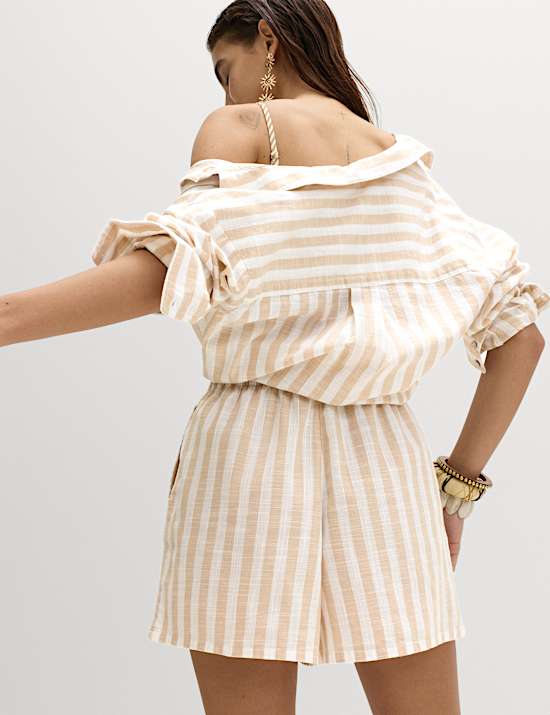 Pure Cotton Striped Beach Shorts