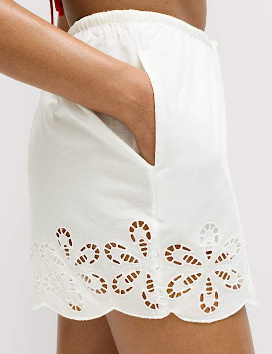 Pure Cotton Embroidered Beach Shorts