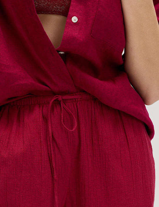 Cotton Rich Beach Trousers with Linen