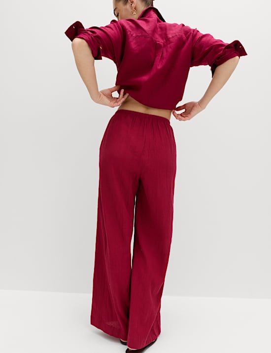 Cotton Rich Beach Trousers with Linen