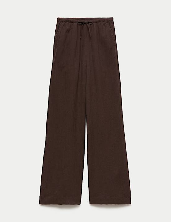 Cotton Rich Beach Trousers with Linen