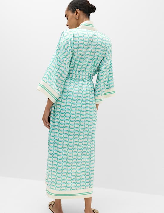 Satin Printed Maxi Kaftan Dress