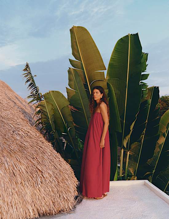 Pure Cotton Volume Bandeau Maxi Beach Dress