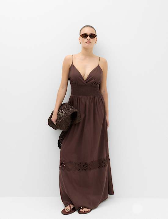 Pure Cotton Lace Insert Beach Dresses