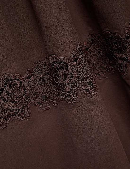 Pure Cotton Lace Insert Beach Dresses