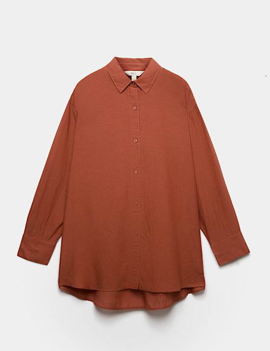 Cotton Rich Collared Beach Cover Up Shirt