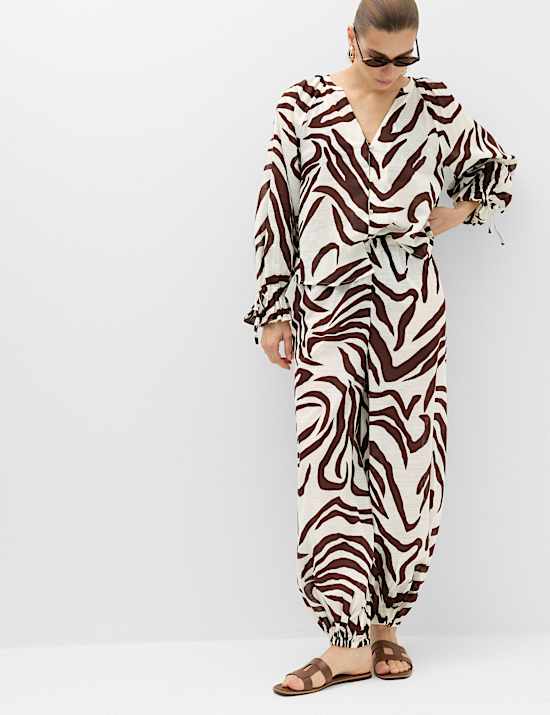 Pure Cotton Animal Print Beach Cover Up Shirt