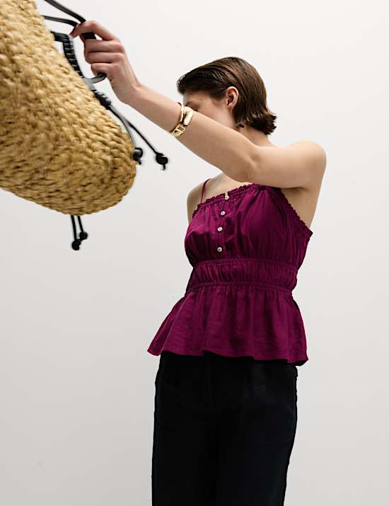 Linen Rich Sweetheart Neck Cami Top