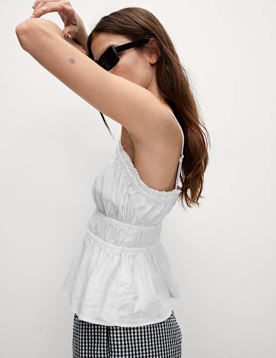 Linen Rich Sweetheart Neck Cami Top