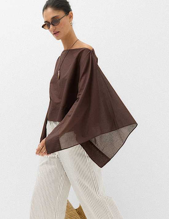Pure Cotton Sheer Cape Top