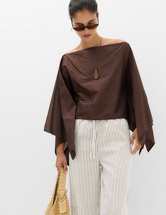 Pure Cotton Sheer Cape Top