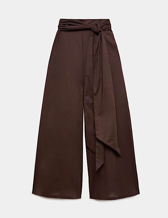 Palazzo-Hose aus reiner Baumwolle mit weitem Bein