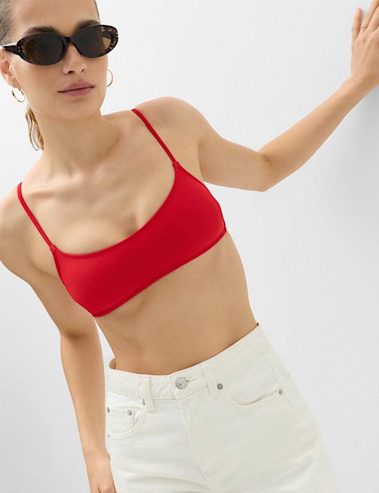 Padded Cropped Scoop Neck Bikini Top