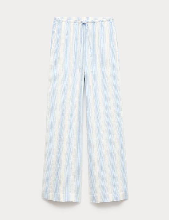 Pure Cotton Striped Beach Trousers