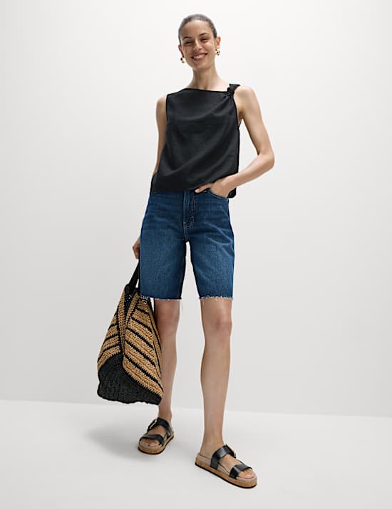 Linen Rich Twist One Shoulder Top