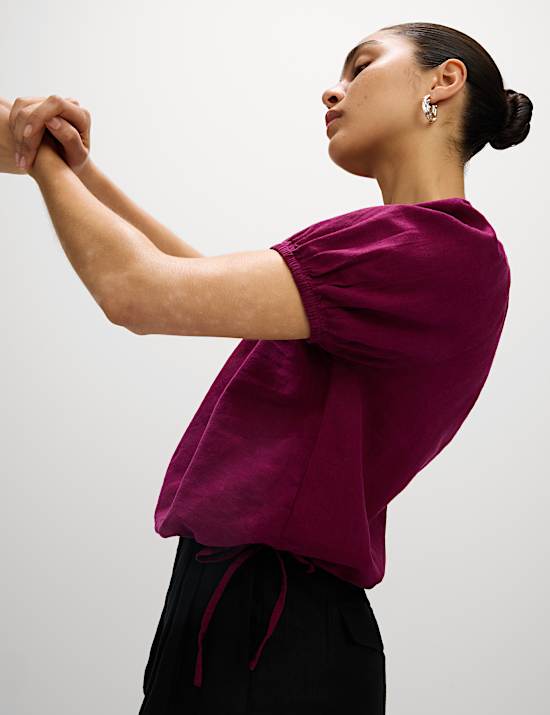 Linen Rich Drawstring T-Shirt