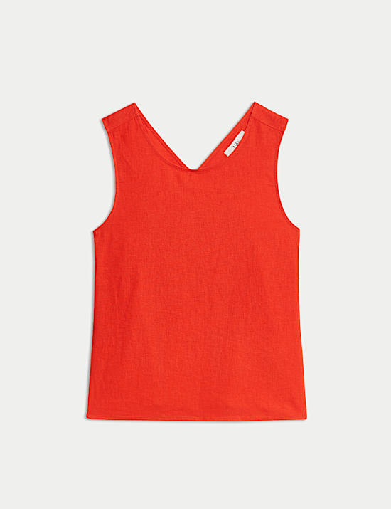 Podkoszulek z mieszanki z przewagą lnu krzyżowany na plecach