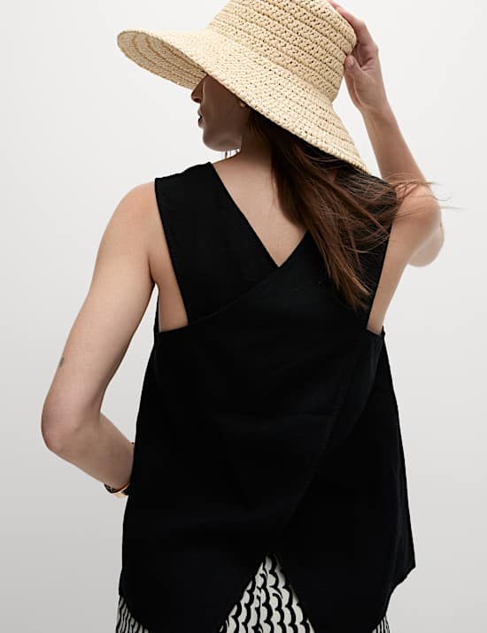 Débardeur en lin à bretelles croisées au dos