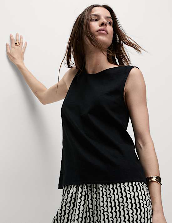 Débardeur en lin à bretelles croisées au dos