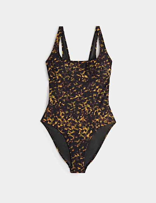 Printed Firm Control Scoop Neck Swimsuit