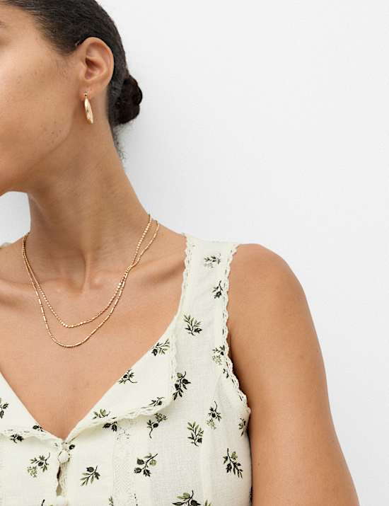 Linen Rich Floral Lace Insert Top
