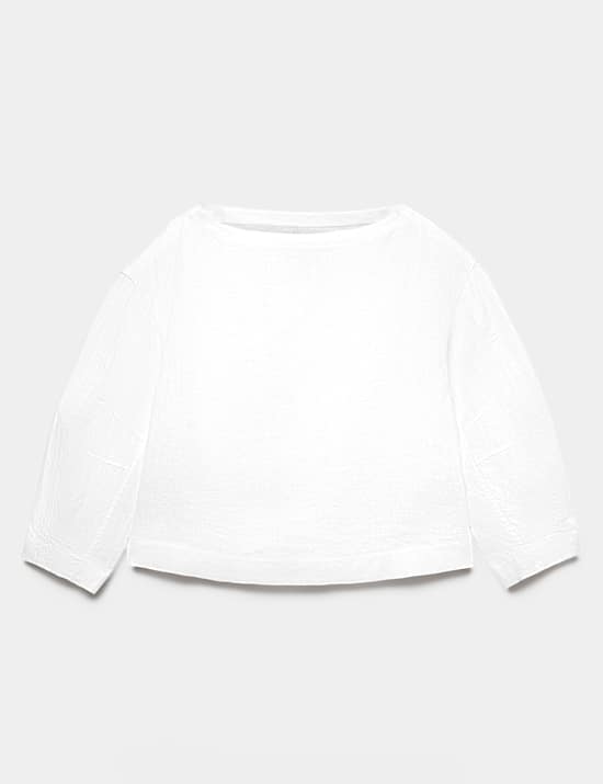 Pure Linen Relaxed Barrel Sleeve Top