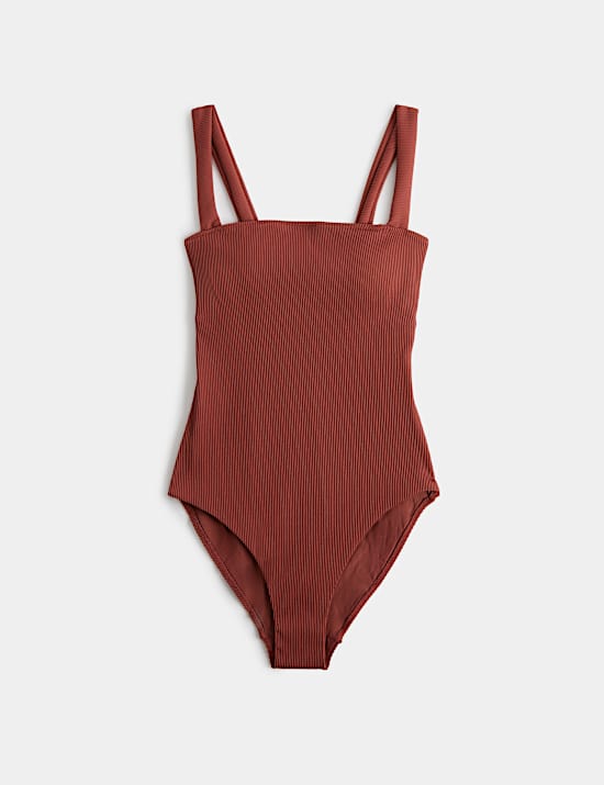 Firm Control Ribbed Square Neck Swimsuit
