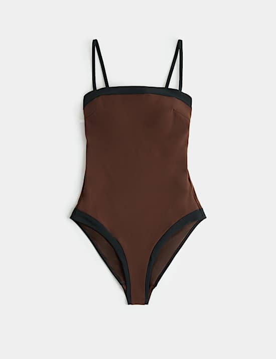 Firm Control Colour Block Square Neck Swimsuit