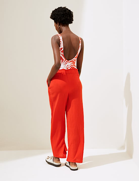 Pure Cotton Wide Leg Trousers