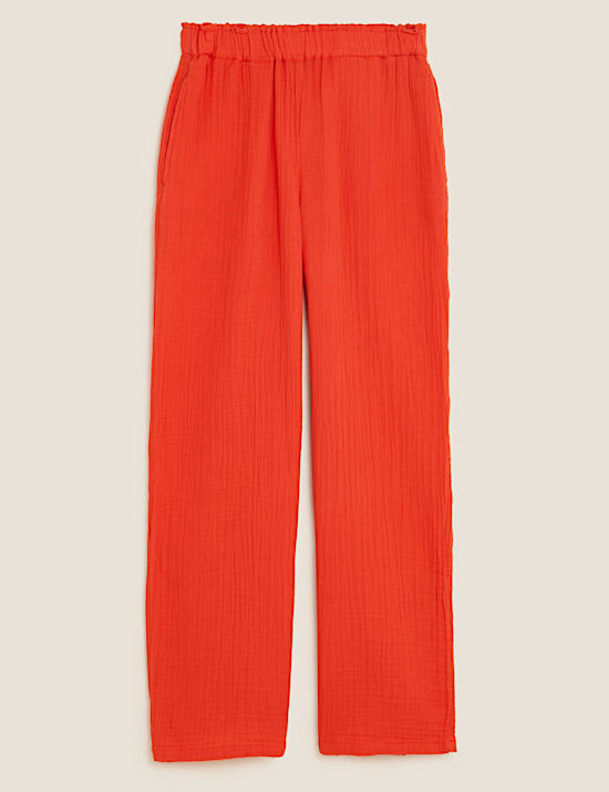 Pure Cotton Wide Leg Trousers