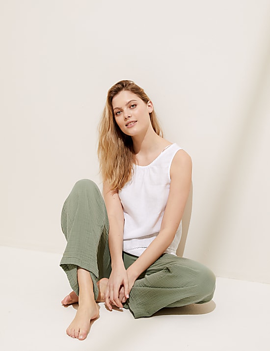 Pure Cotton Wide Leg Trousers