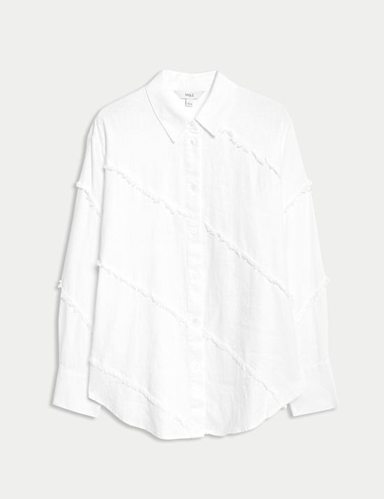 Linen Rich Relaxed Raw Edge Shirt