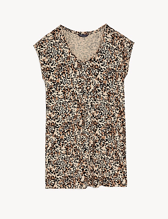 Jersey Printed V-Neck Mini T-Shirt Dress