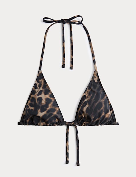 Bikinitop met halterlijn, driehoekige cups en dierenprint